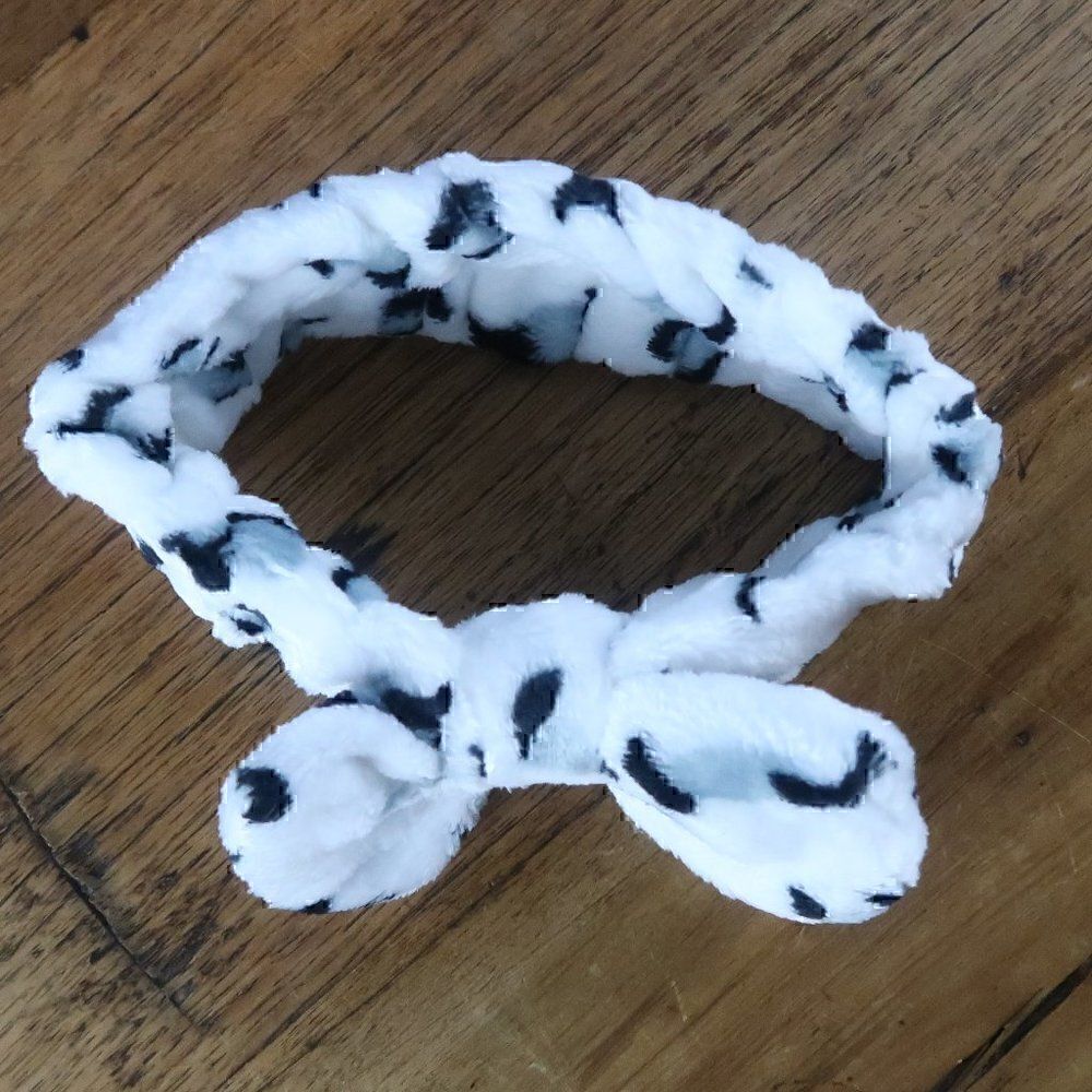 SNOW LEOPARD PLUSH BOWKNOT HEADBAND SPA SKINCARE ROUTINE ONE SIZE - Picture 2 of 4
